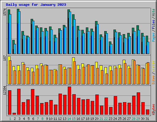 Daily usage for January 2023