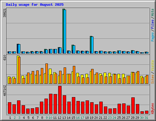 Daily usage for August 2025