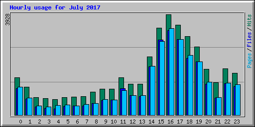 Hourly usage for July 2017