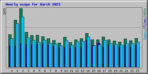 Hourly usage for March 2023